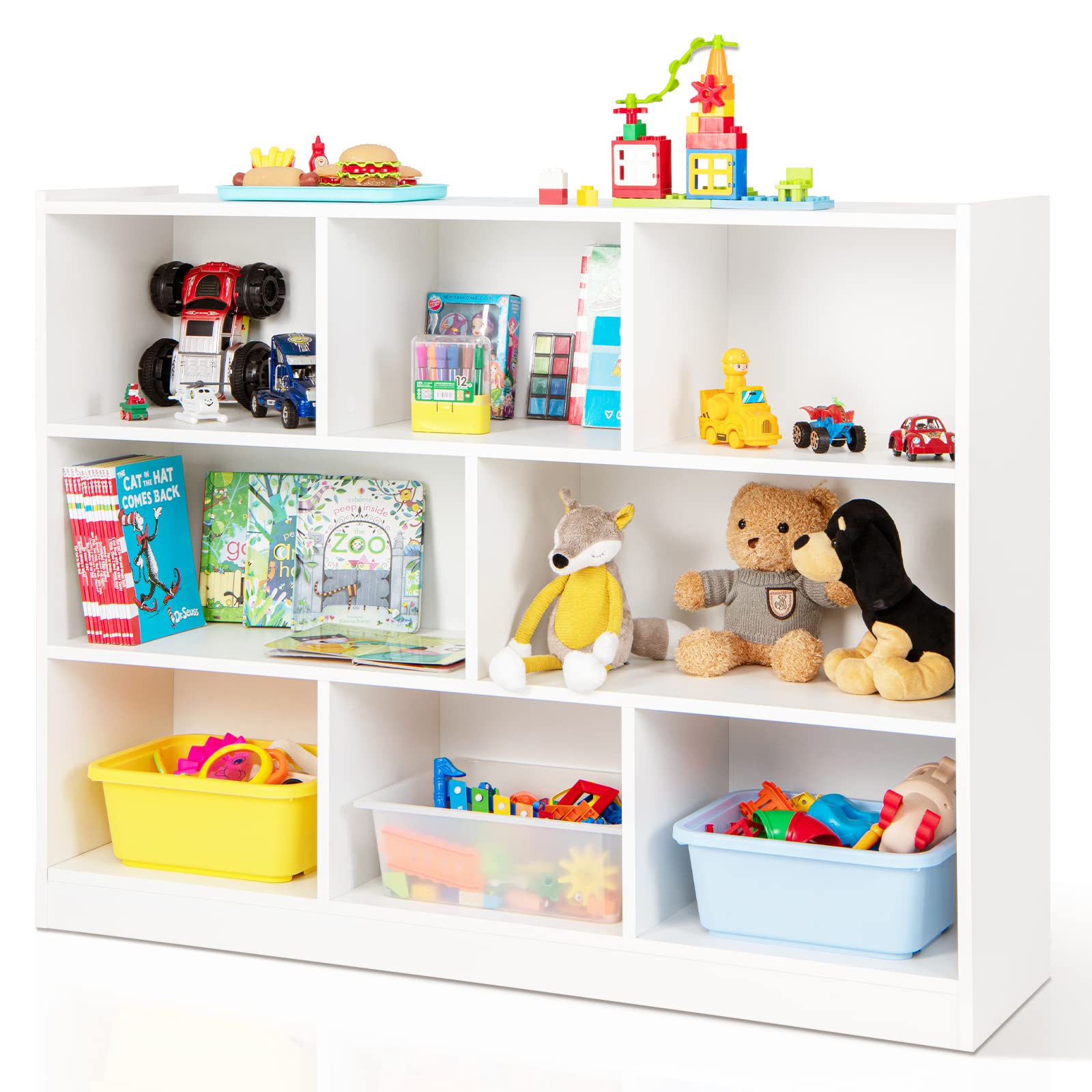 Montessori Shelf Toy - 3-Shelf Bookcase for s, Wooden Toy