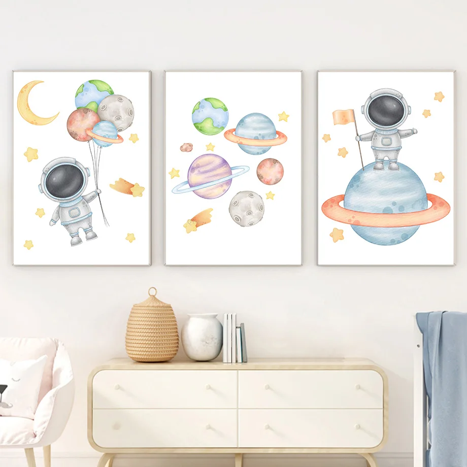 Kids Education Name - 1PC--Custom Name Rocket Astronaut Alphabet Space