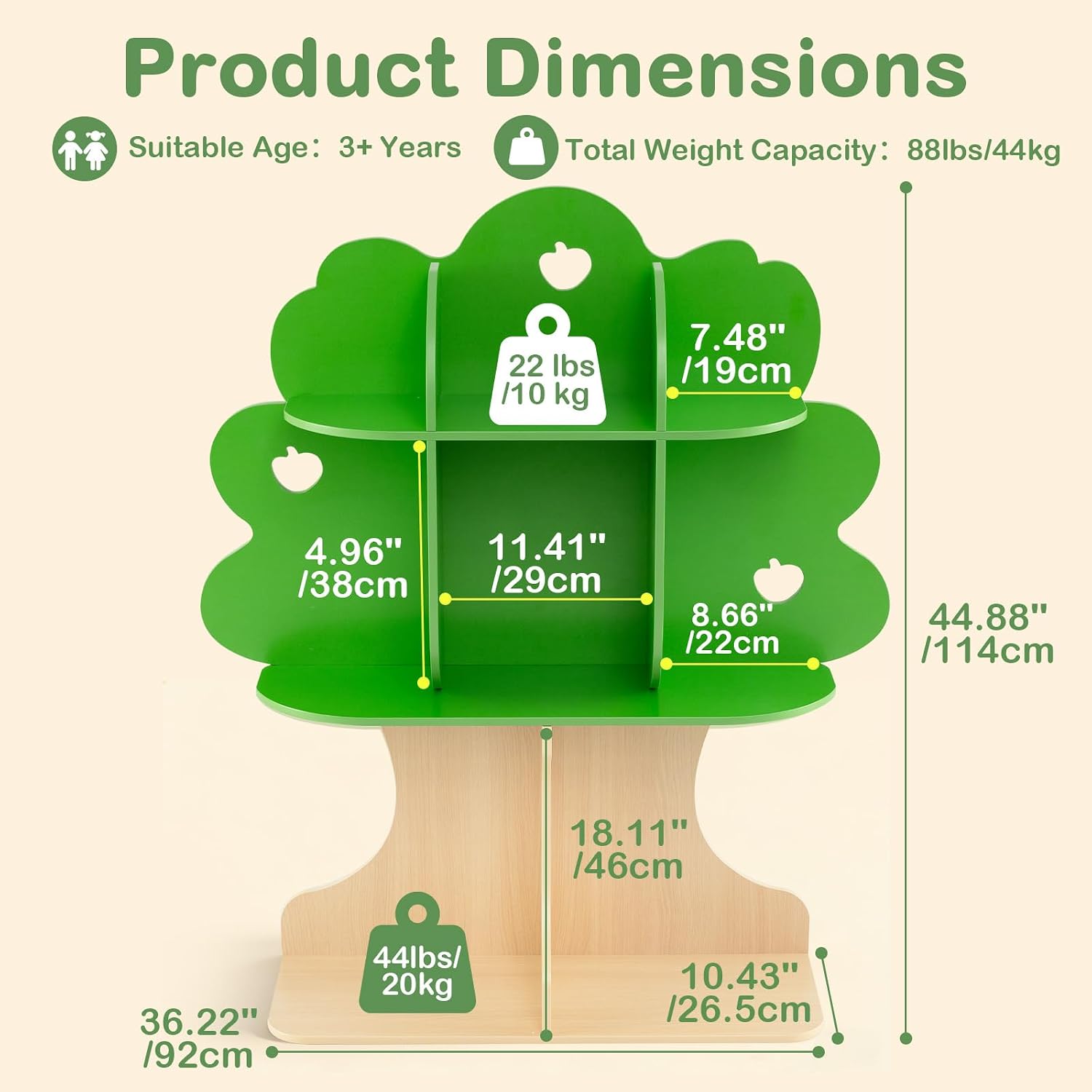 Kids Tree Bookshelf 3 Tier Mon - đánh giá và giá Montessori Shelf Toy