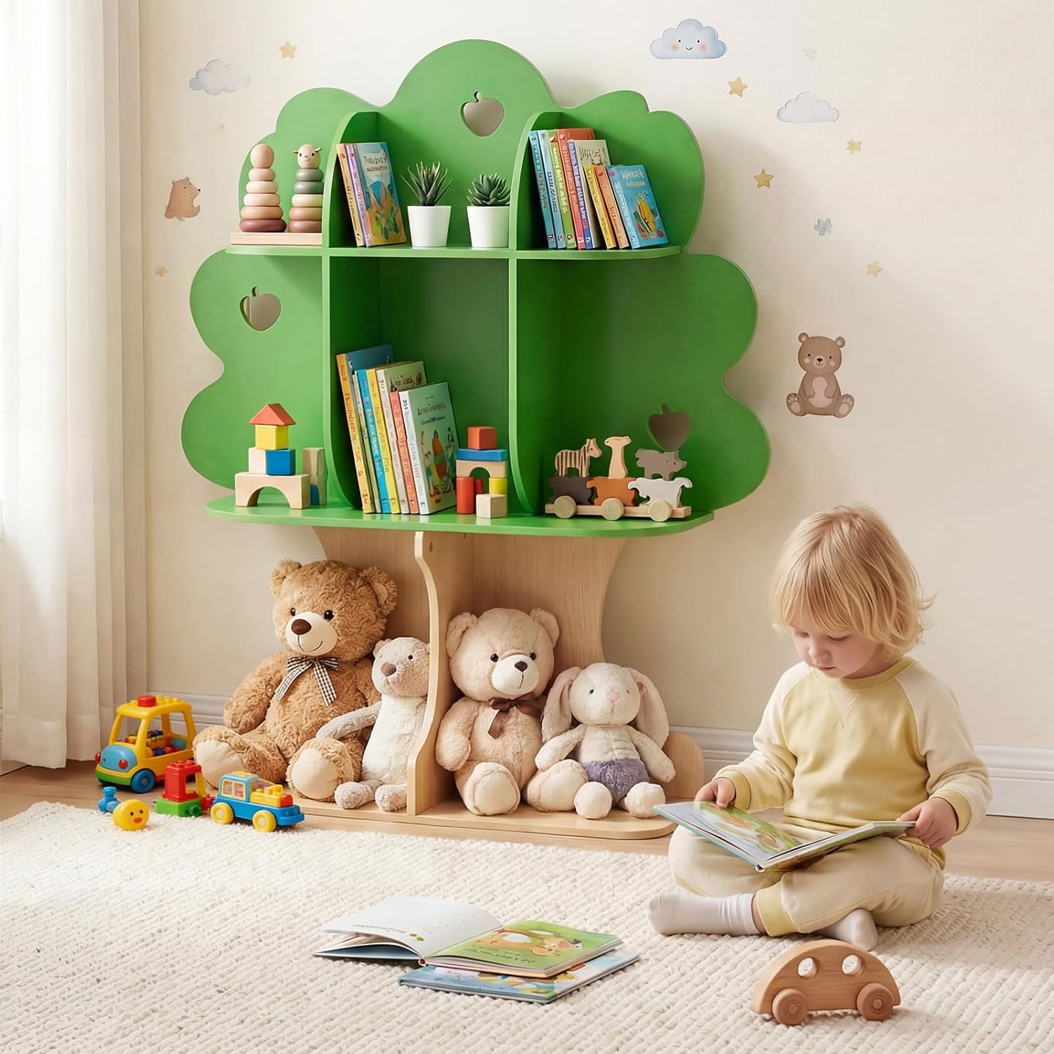 Kids Tree Bookshelf 3 Tier Mon - đánh giá và giá Montessori Shelf Toy