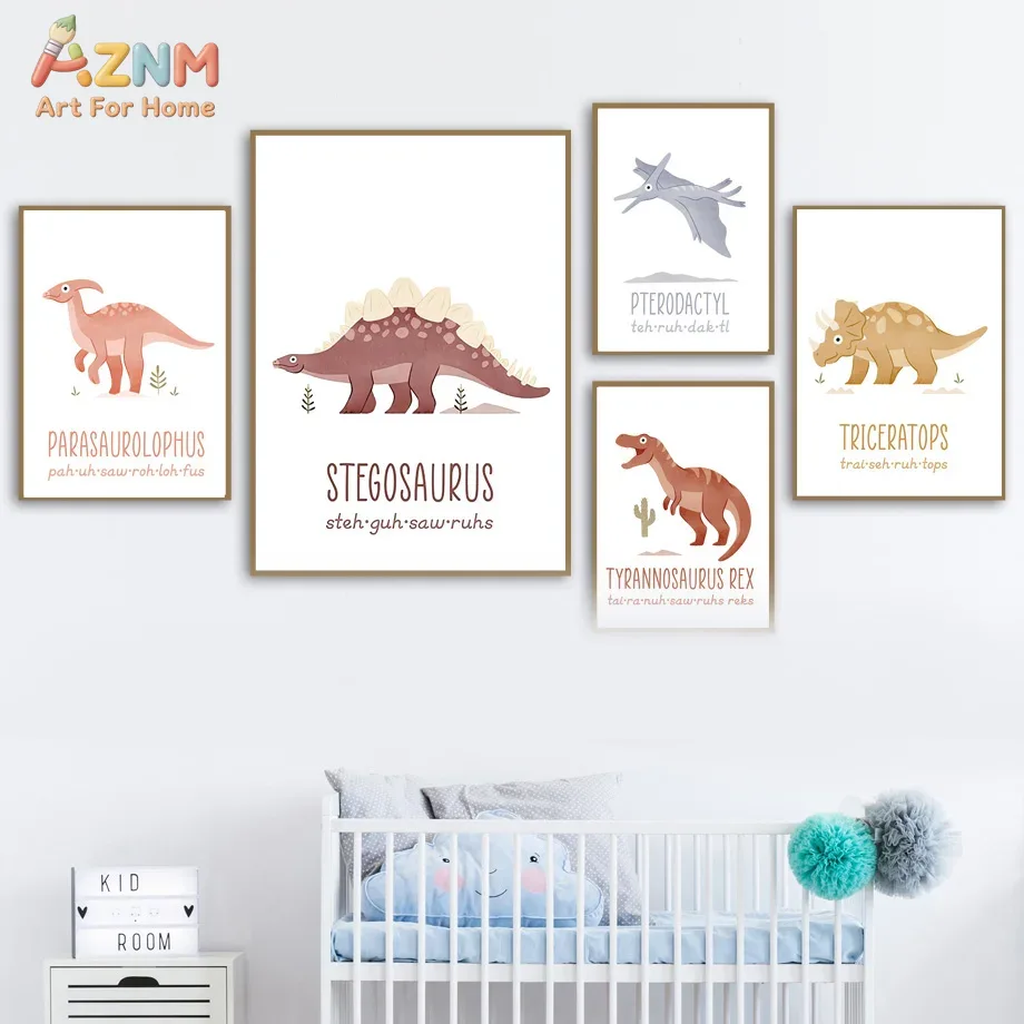 AZNM Cute Watercolor Dinosaur  - đánh giá và giá Kids Education Name