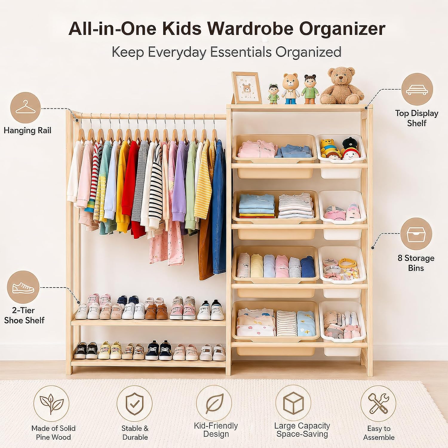 Montessori Kids Wardrobe and T - đánh giá và giá Montessori Shelf Toy