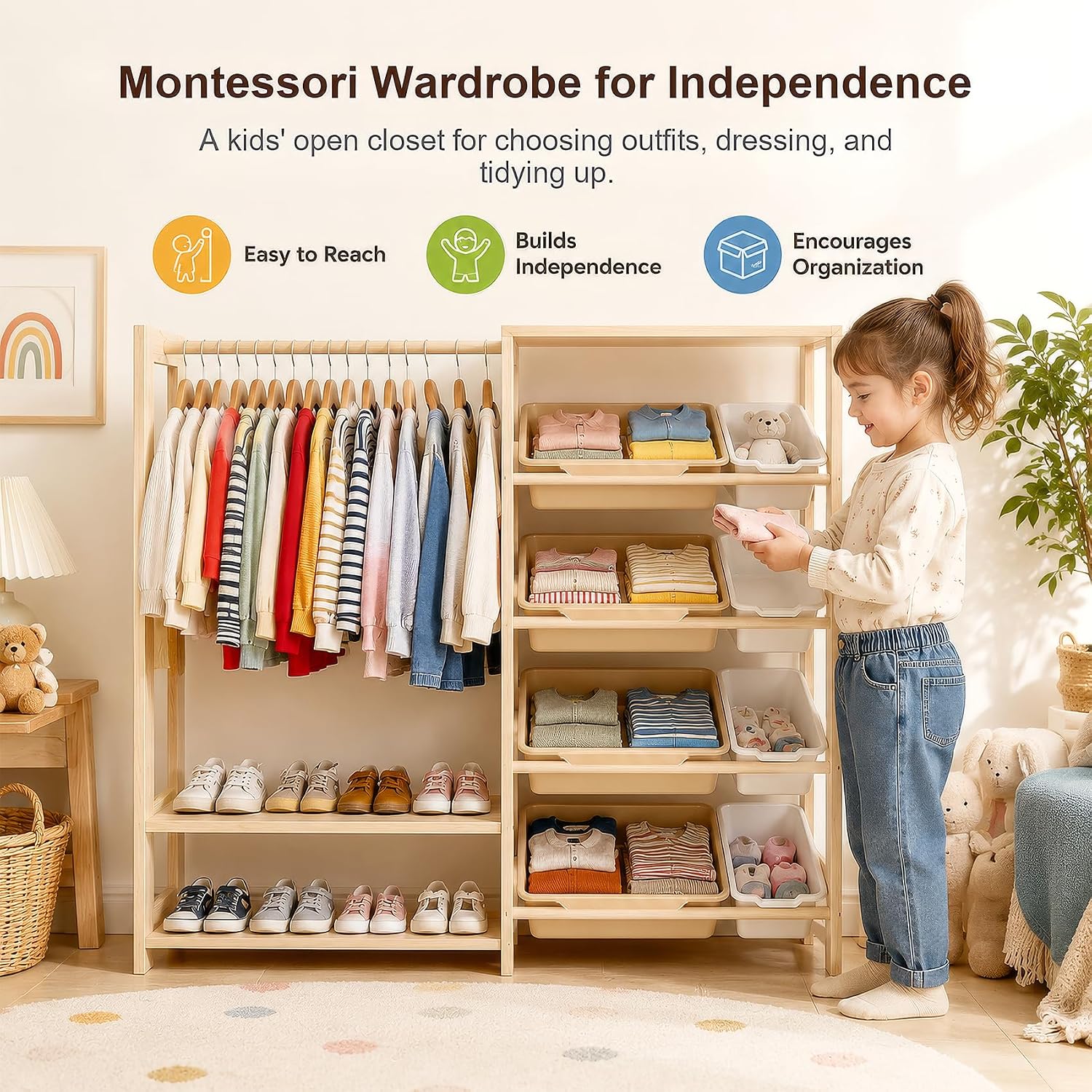 Montessori Kids Wardrobe and T - đánh giá và giá Montessori Shelf Toy