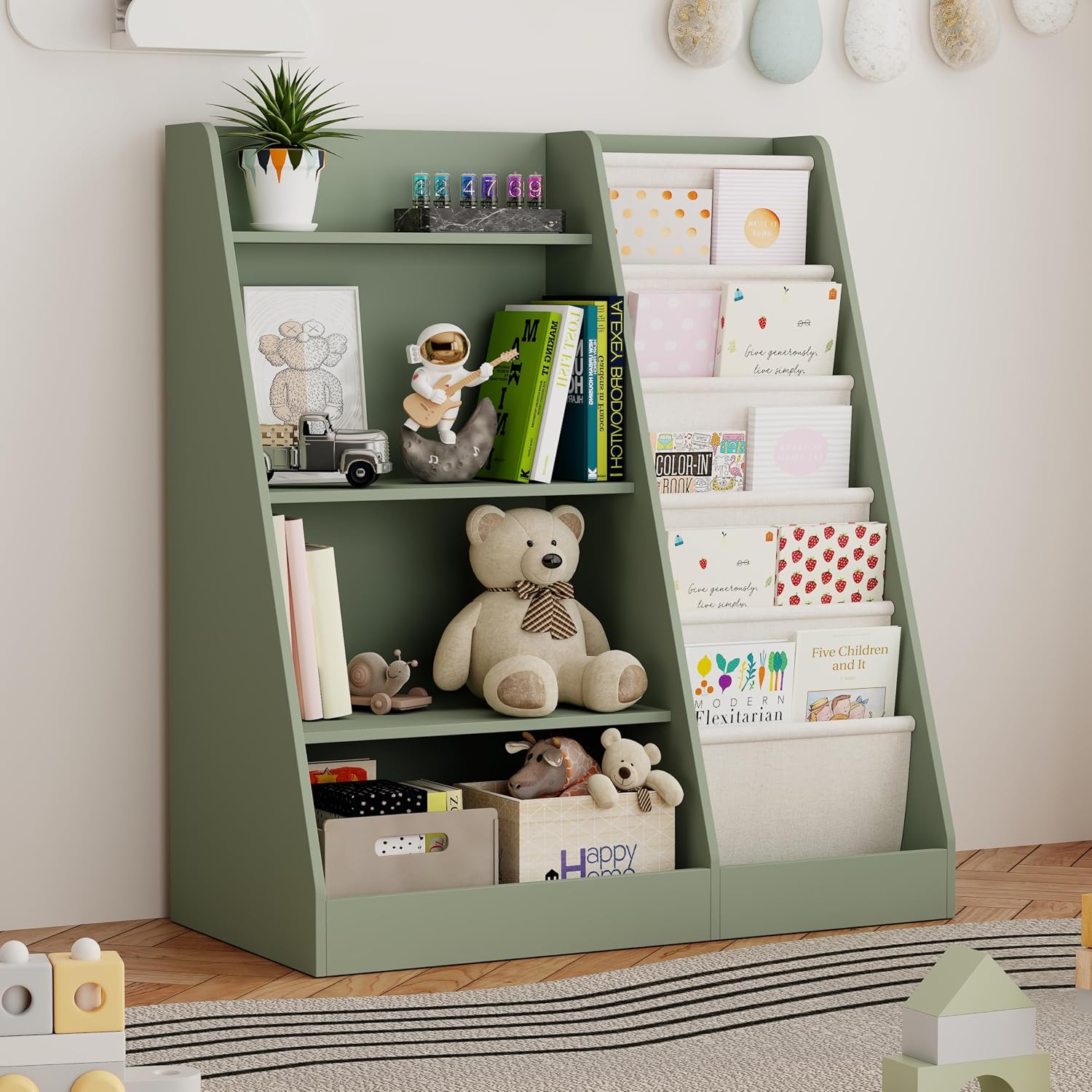2-IN-1 Kids Bookshelf and Toy  - đánh giá và giá Montessori Shelf Toy