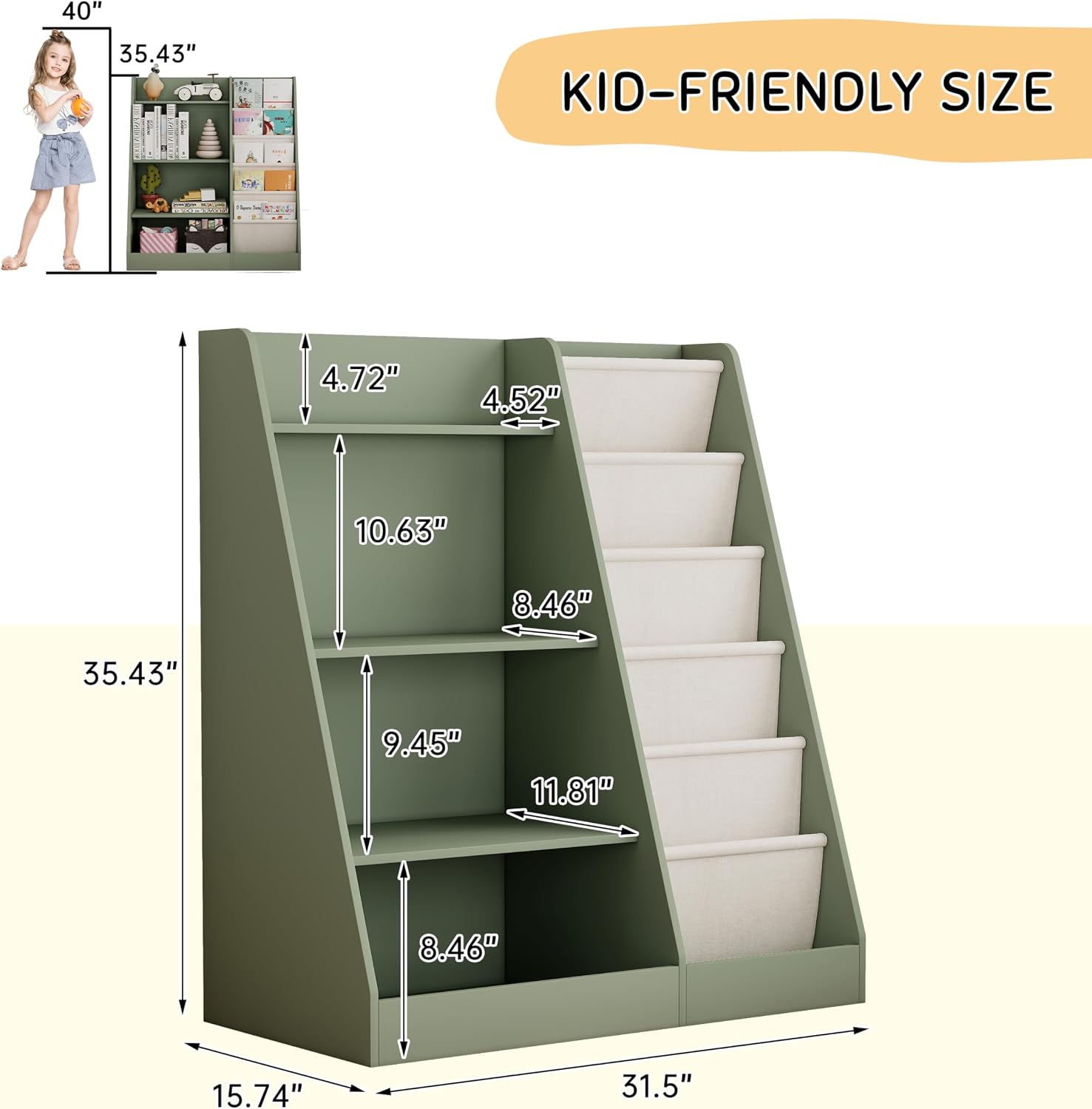 2-IN-1 Kids Bookshelf and Toy  - đánh giá và giá Montessori Shelf Toy