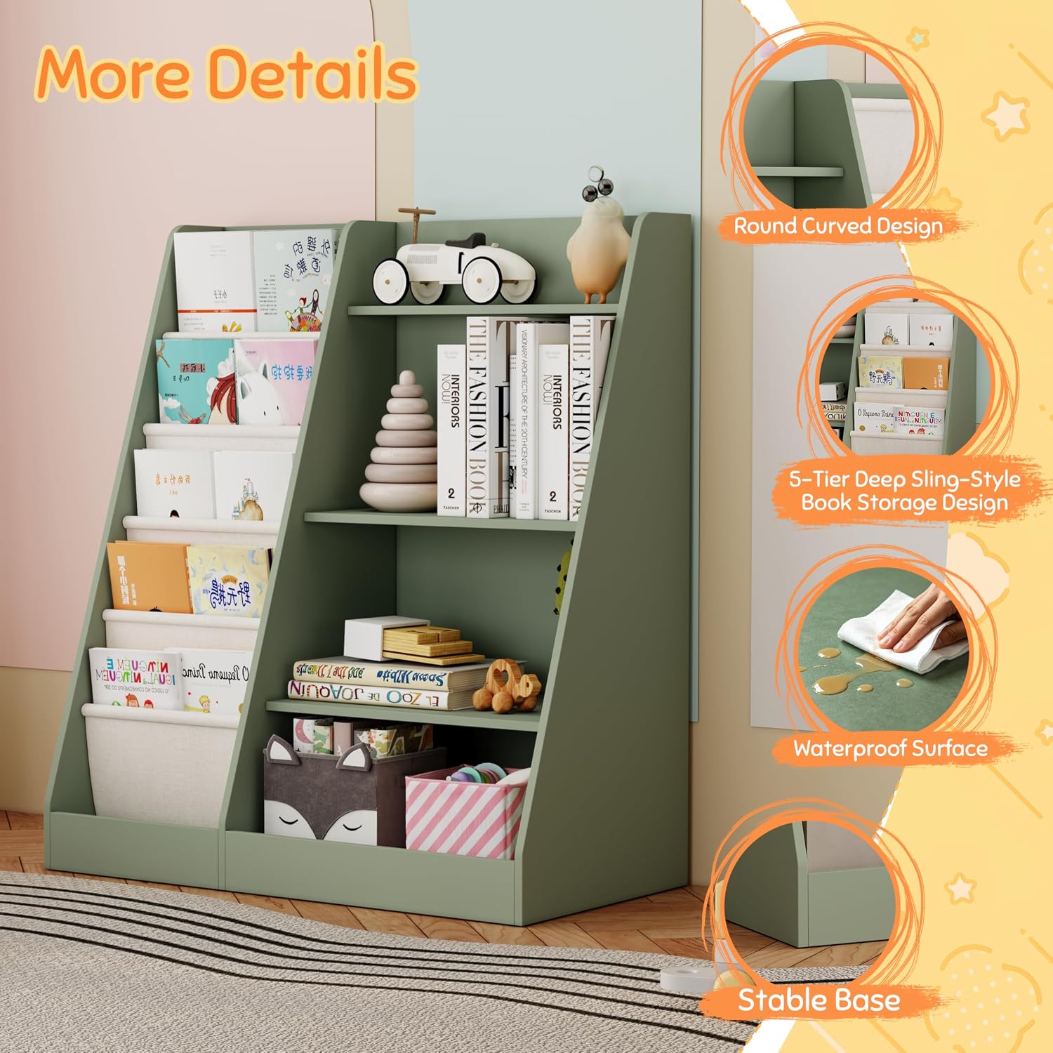 2-IN-1 Kids Bookshelf and Toy  - đánh giá và giá Montessori Shelf Toy